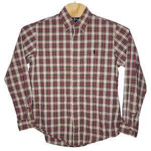 Ralph Lauren Large Custom Fit‎ Red Plaid Men's Button Down Long Sleeve Shirt